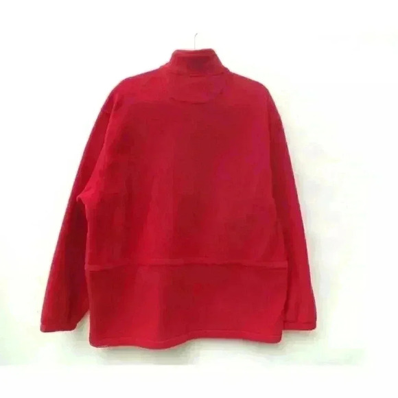 Lands End Mens Fleece Jacket Red Full Zip Front Pockets Mock Neck L 42-44 - Picture 2 of 9